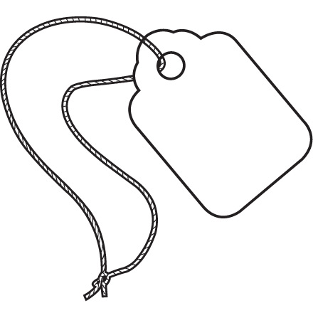 1 <span class='fraction'>3/32</span> x 1 <span class='fraction'>3/4</span>"  White Merchandise Tags - Pre-Strung